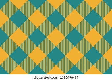 Textile plaid tartan of texture fabric check with a pattern background vector seamless in cyan and amber colors.