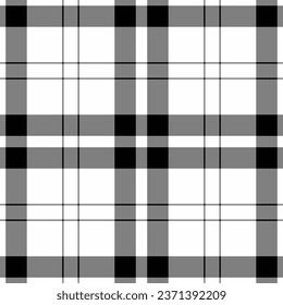 Textil textura de plástico de fondo de tela sin fisuras con un tartán de tipo vectorial de verificación en colores grises y blancos.