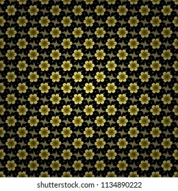 Textile print for bed linen, jacket, package design, fabric and fashion concepts. Vector floral pattern with abstract flowers. Grunge yellow and brown background. Abstract seamless design.