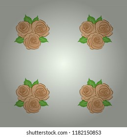Textile print for bed linen, jacket, package design, fabric and fashion concepts. Vector seamless pattern with rose flowers and green leaves in gray and beige colors. Watercolor floral background.