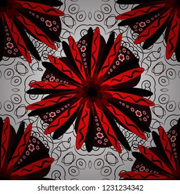 Textile print for bed linen, jacket, package design, fabric and fashion concepts. Vector floral pattern with abstract flowers. Abstract seamless design. Grunge white, red and black background.