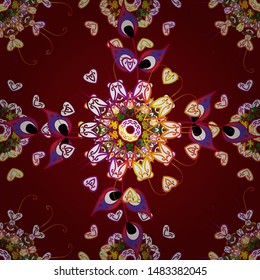 Textile print for bed linen, jacket, package design, fabric and fashion concepts. Seamless pattern ethnic design. Marine background with flowers, seashells, mandalas and watercolor effect.