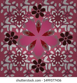 Textile print for bed linen, jacket, package design, fabric and fashion concepts. Floral background, watercolor effect. Vector seamless pattern with flowers and leaves in brown, gray and purple colors