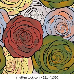 Textile print for bed linen, jacket, package design, fabric and fashion concepts. Floral multicolored seamless pattern background. Abstract vector seamless pattern multicolor flower design.