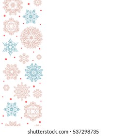 Textile print for bed linen, jacket, package design, fabric and fashion concepts. Snowflakes seamless pattern with watercolor effect. Vector seamless background. Abstract seamless snowflakes design.