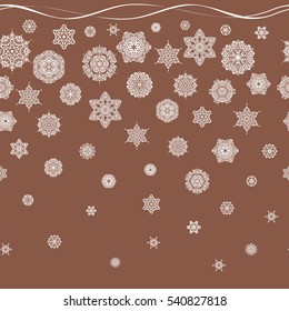 Textile print for bed linen, jacket, package design, fabric and fashion concepts. Abstract seamless snowflakes design. Snowflakes seamless pattern with watercolor effect. Vector seamless background.