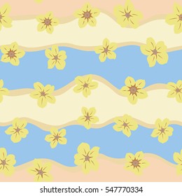 Textile print for bed linen, jacket, package design, fabric and fashion concepts. Abstract vector seamless pattern flower design in yellow colors. Floral seamless pattern with watercolor effect.