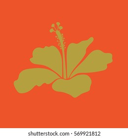 Textile print for bed linen, jacket, package design, fabric and fashion concepts. Single yellow and orange hibiscus isolated. Exotic vector floral icon. Watercolor effect.