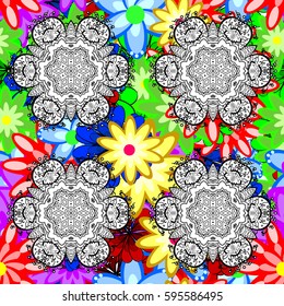 Textile print for bed linen, jacket, package design, fabric and fashion concepts. Abstract vector seamless pattern flower design colorful. Floral seamless pattern with watercolor effect.