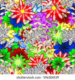 Textile print for bed linen, jacket, package design, fabric and fashion concepts. Abstract vector seamless pattern flower design colorful. Floral seamless pattern with watercolor effect.