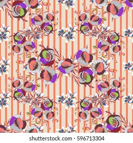 Textile print for bed linen, jacket, package design, fabric and fashion concepts. Vector seamless pattern with poppy flowers and leaves on a beige background. Floral background with watercolor effect.