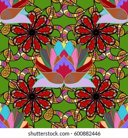 Textile print for bed linen, jacket, package design, fabric and fashion concepts. Abstract vector seamless pattern flower design in pink colors. Floral seamless pattern with watercolor effect.
