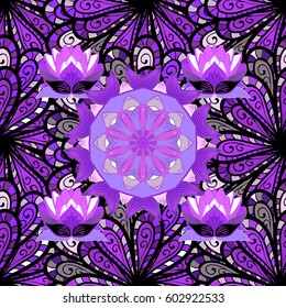 Textile print for bed linen, jacket, package design, fabric and fashion concepts. Abstract vector seamless pattern flower design in colors. Floral seamless pattern 