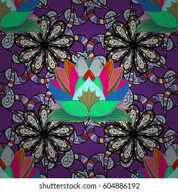 Textile print for bed linen, jacket, package design, fabric and fashion concepts. Abstract vector seamless pattern flower design in colors. Floral seamless pattern with watercolor effect.