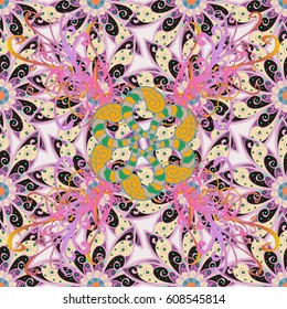 Textile print for bed linen, jacket, package design, fabric and fashion concepts. Abstract vector seamless pattern flower design in colors. Floral seamless pattern with watercolor effect.