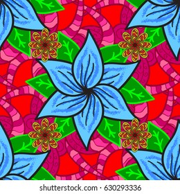 Textile print for bed linen, jacket, package design, fabric and fashion concepts. Abstract vector seamless pattern flower design in colors. Floral seamless pattern with watercolor effect.