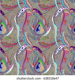 Textile print for bed linen, jacket, package design, fabric and fashion concepts. Abstract vector seamless pattern flower design in colors. Floral seamless pattern with watercolor effect.