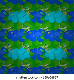 Textile print for bed linen, jacket, package design, fabric and fashion concepts. Vector seamless pattern with hibiscus flowers and leaves on gray background. Floral background with watercolor effect.