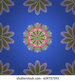 Textile print for bed linen, jacket, package design, fabric and fashion concepts. Abstract vector seamless pattern flower design in blue colors. Floral seamless pattern with watercolor effect.