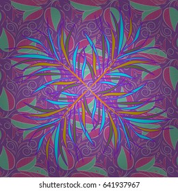 Textile print for bed linen, jacket, package design, fabric and fashion concepts. Abstract vector seamless pattern leaf design in blue and pink colors. Floral seamless pattern.