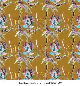 Textile print for bed linen, jacket, package design, fabric and fashion concepts. Abstract vector seamless pattern flower design in blue colors. Floral seamless pattern with watercolor effect.