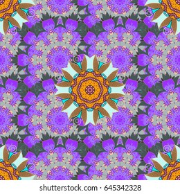 Textile print for bed linen, jacket, package design, fabric and fashion concepts. Abstract vector seamless pattern flower design in blue colors. Floral seamless pattern with watercolor effect.