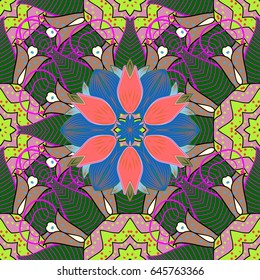 Textile print for bed linen, jacket, package design, fabric and fashion concepts. Abstract vector seamless pattern flower design in blue colors. Floral seamless pattern with watercolor effect.