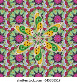 Textile print for bed linen, jacket, package design, fabric and fashion concepts. Abstract vector seamless pattern flower design in blue colors. Floral seamless pattern with watercolor effect.