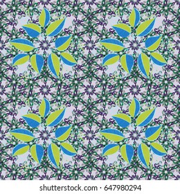 Textile print for bed linen, jacket, package design, fabric and fashion concepts. Abstract vector seamless pattern leaf design in blue colors. Floral seamless pattern with watercolor effect.