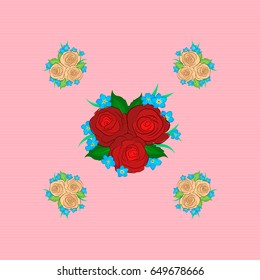 Textile print for bed linen, jacket, package design, fabric and fashion concepts. Vector seamless pattern with rose flowers and green leaves on a pink background. Watercolor floral background.