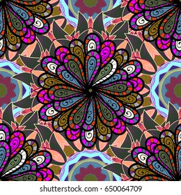 Textile print for bed linen, jacket, package design, fabric and fashion concepts. Abstract vector seamless pattern flower design in colorfil colors. Floral seamless pattern with watercolor effect.