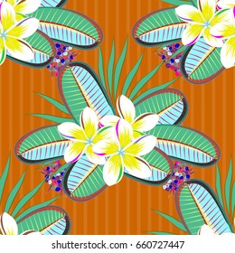 Textile print for bed linen, jacket, package design, fabric and fashion concepts. Vector seamless pattern with flowers and leaves in green and blue colors. Floral background with watercolor effect.