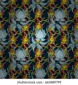 Textile print for bed linen, jacket, package design, fabric and fashion concepts. Abstract vector seamless pattern flower design in colors. Floral seamless pattern with watercolor effect.