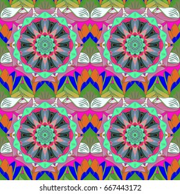 Textile print for bed linen, jacket, package design, fabric and fashion concepts. Abstract vector seamless pattern flower design in colors. Floral seamless pattern with watercolor effect.
