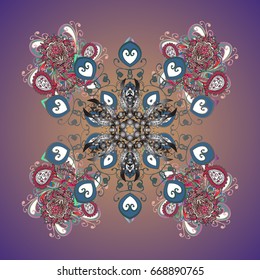 Textile print for bed linen, jacket, package design, fabric, fashion concepts. Abstract colorful snowflakes design. Snowflakes colorful pattern with watercolor effect. Vector colorful background.