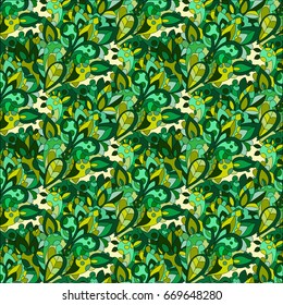 Textile print for bed linen, jacket, package design, fabric and fashion concepts. Seamless pattern with blue and pink leaves.