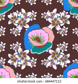 Textile print for bed linen, jacket, package design, fabric concepts. Abstract vector seamless pattern flower design. Floral seamless pattern watercolor effect. Varicolored seamless background.