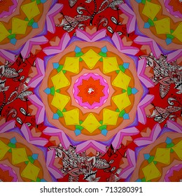 Textile print for bed linen, jacket, package design, fabric and fashion concepts. Vector seamless pattern flower design in orange, pink and red colors. Floral seamless pattern with watercolor effect.