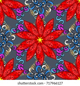 Textile print for bed linen, jacket, package design, fabric and fashion concepts. Seamless pattern ethnic design. Marine background with flowers, seashells, mandalas and watercolor effect.