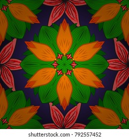 Textile print for bed linen, jacket, package design, fabric and fashion concepts. Seamless pattern ethnic design. Marine background with flowers, seashells, mandalas and watercolor effect.