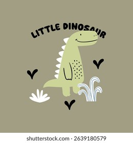 textile print design for baby fashion with cute dinosaur as vector