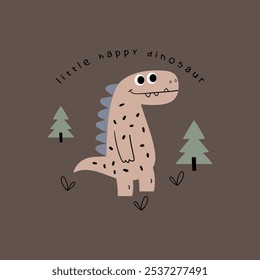 textile print design for boy fashion as vector with  cute dinosaur drawing