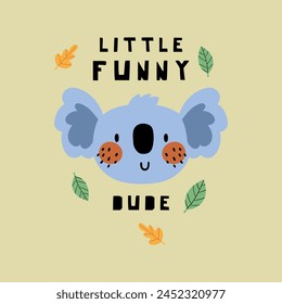 diseño de impresión textil con lindo dibujo de koala como Vector