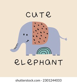 textile print design for kids fashion with cute elephant drawing