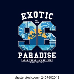 textile print design with typo and tropical background as vector