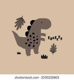 desenho de impressão têxtil como vetor com corte de papel desenho de dinossauro afetado