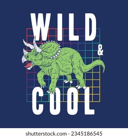 textile print design as vector with will dinosaurs drawing