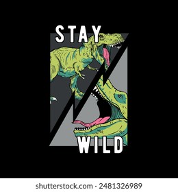 textile print design with wild dinosaurs drawing as vector