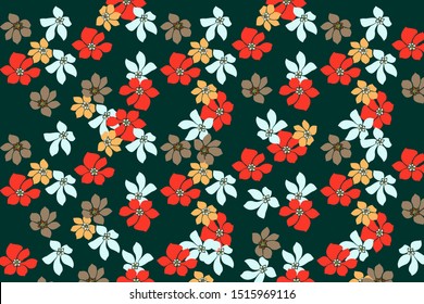 Textile Print Design.High-quality print dress objects tailored with trendy autumn and winter colors and flowers  pattern 