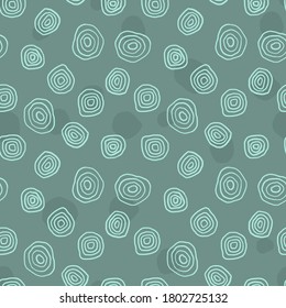 Textile print seamless pattern. Vector design with hand drawn sketchy circles. Bermuda green color.